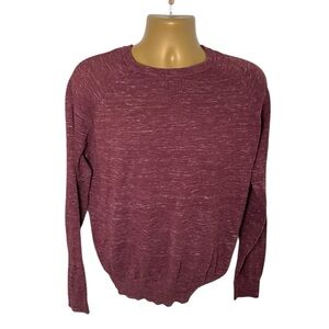 Mutual Weave Sweater Crewneck Heather Knit Pullover Maroon L